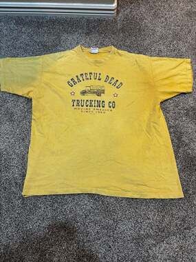 Vintage 2000 Grateful Dead Trucking Co. Liquid Blue T-Shirt XL Mustard Yellow